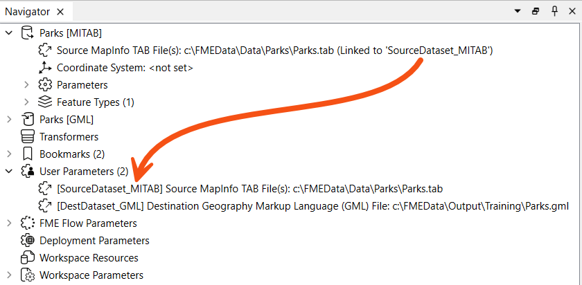 Pre-linked parameter example